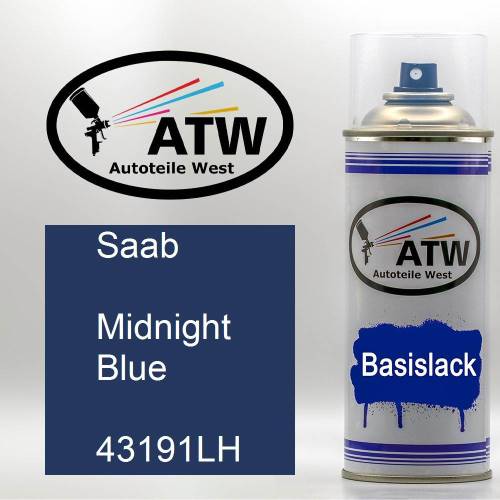 Saab, Midnight Blue, 43191LH: 400ml Sprühdose, von ATW Autoteile West.